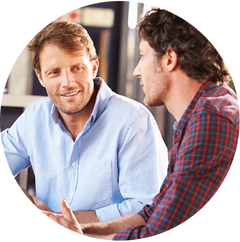 Two men talking